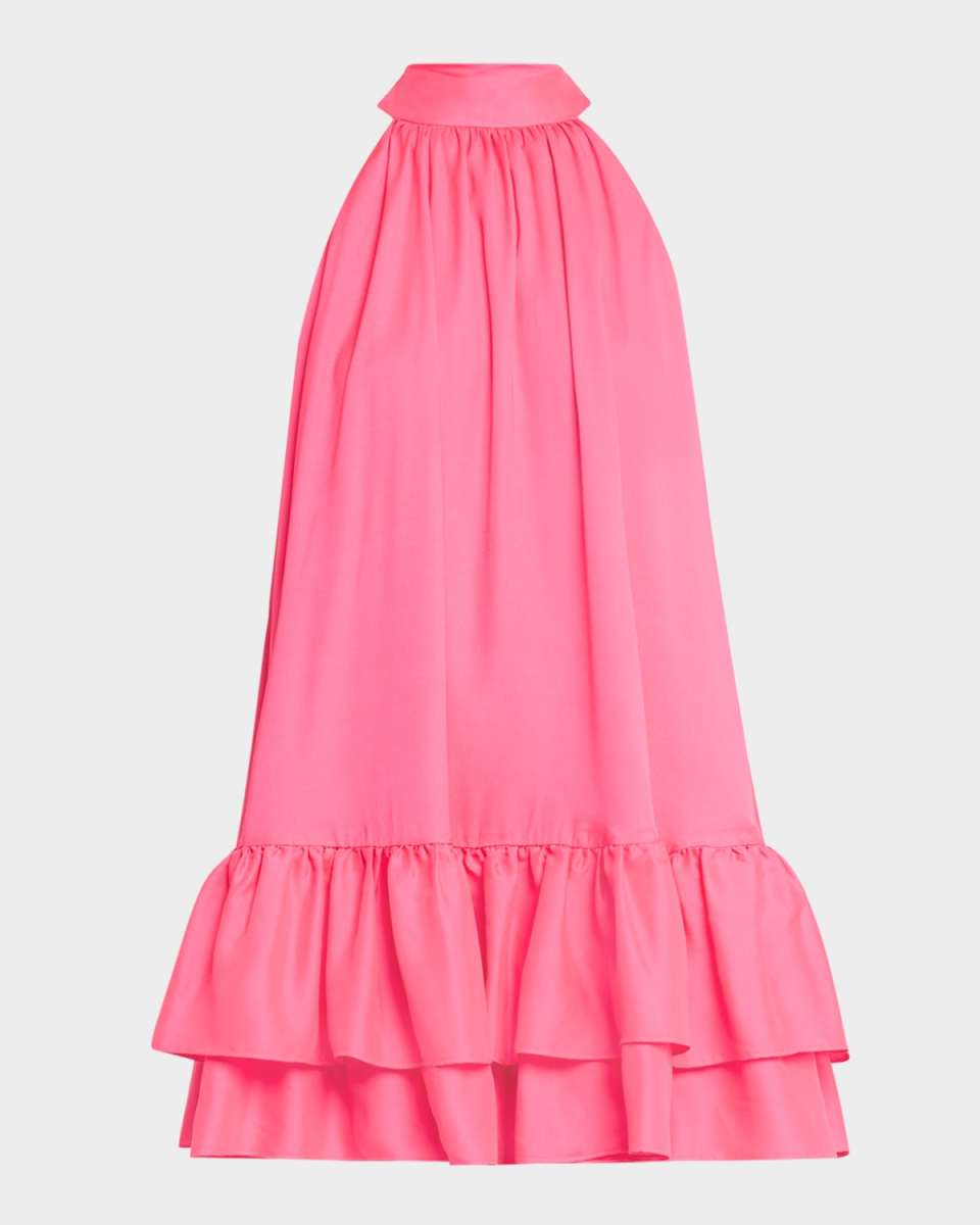 Erna Tie-Neck Halter Mini Dress